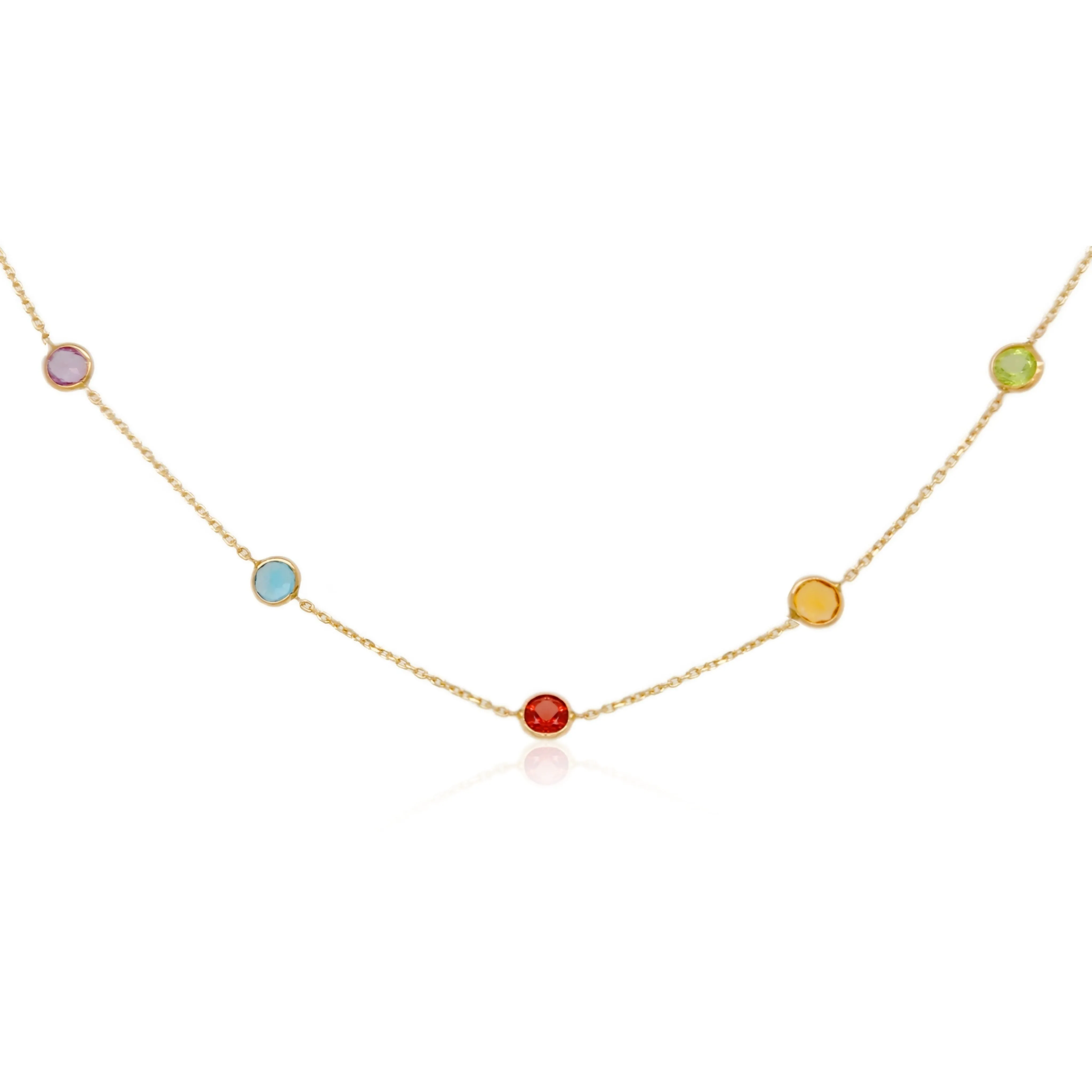 14K Gemstone By The Yard Necklace