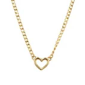 14K Yellow gold baby miami Cuban link heart pendant choker -12219