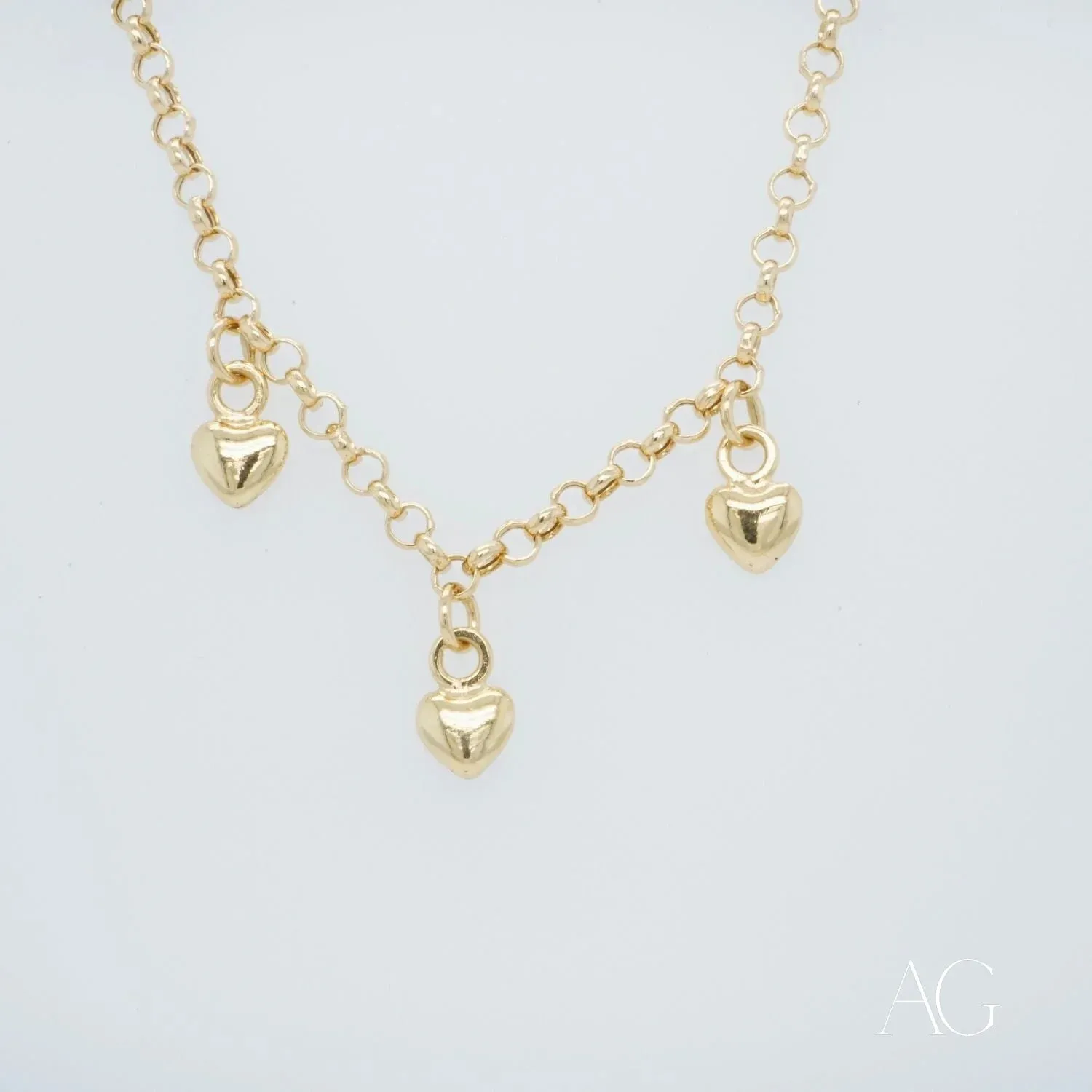 18k Gold Heart Charm Anklet