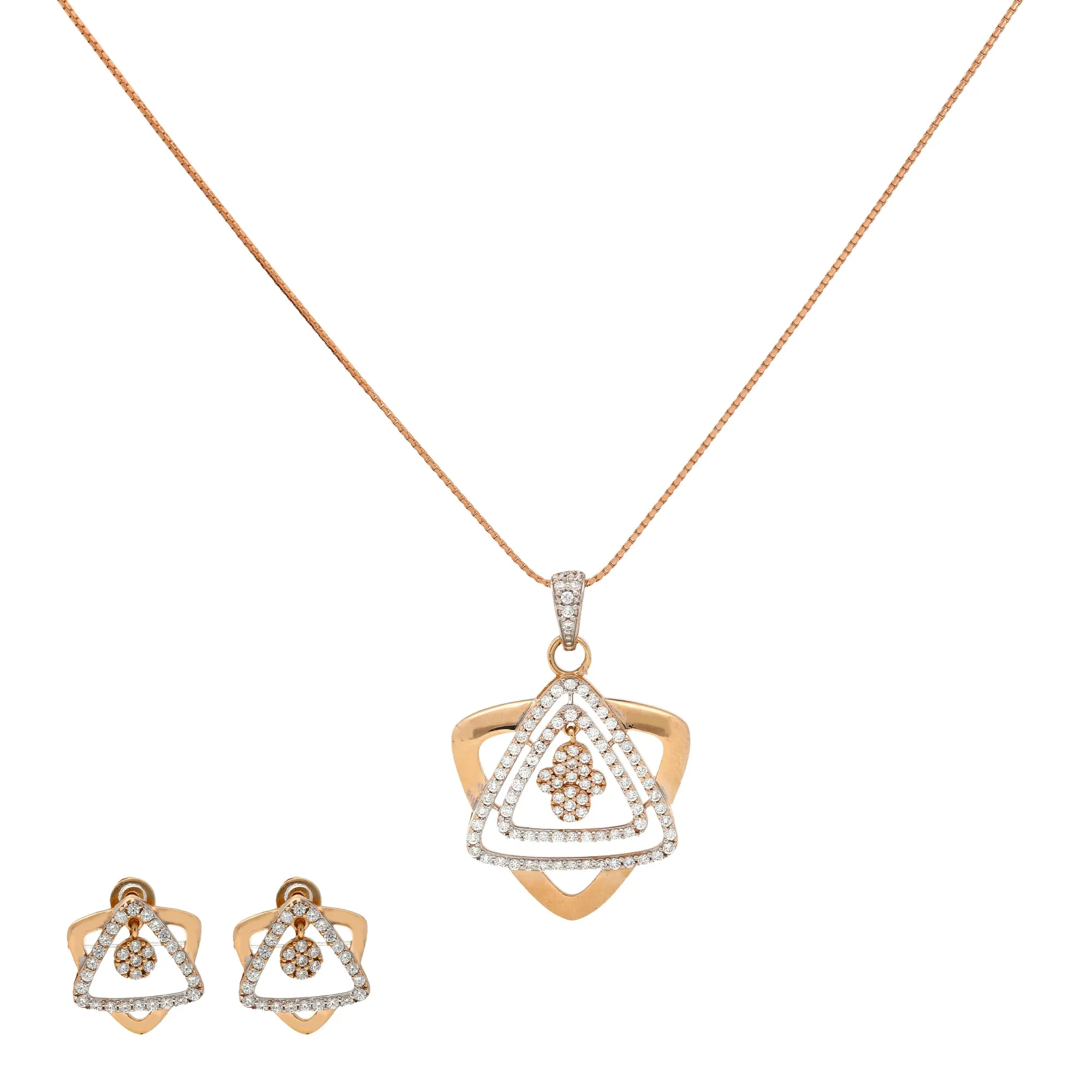 18K Rose Gold & CZ Necklace Set (9.3gm)