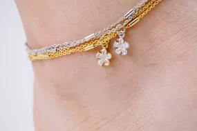 2 Flower Pendant Anklet-A