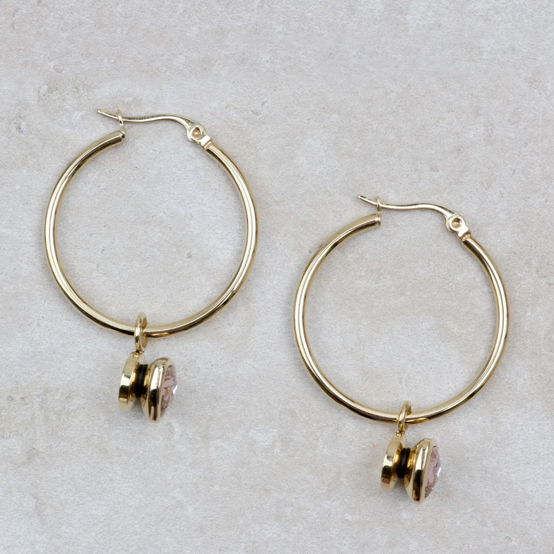 30mm Gold Creole Valentano Hoop Earrings