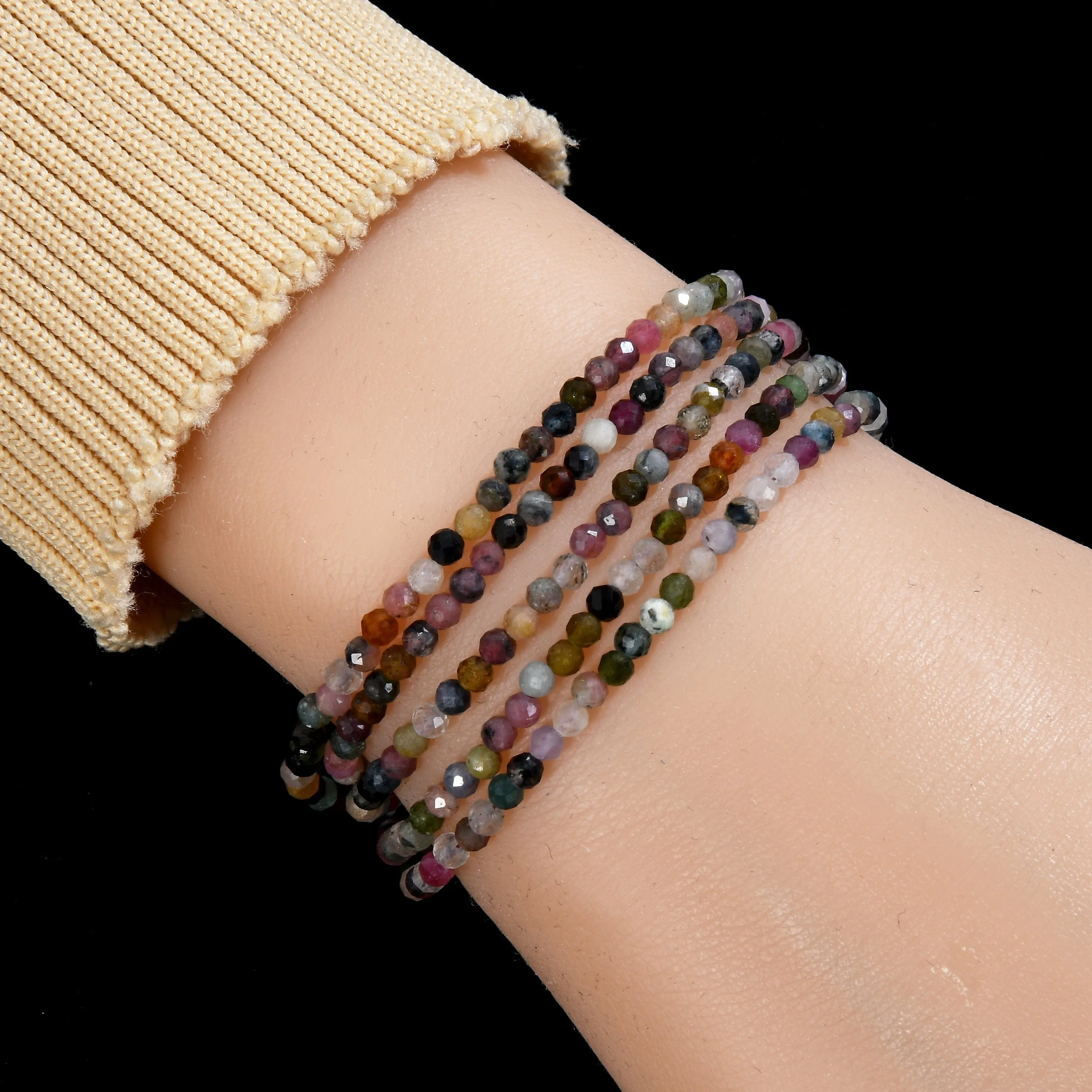 3mm Tourmaline Faceted 31 Necklace / Multi Wrap Bracelet