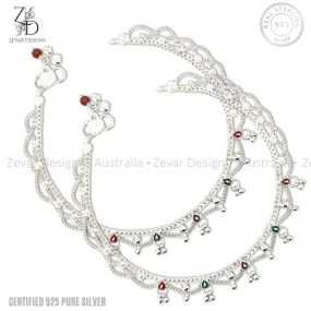 925 Sterling Silver Anklets Pair