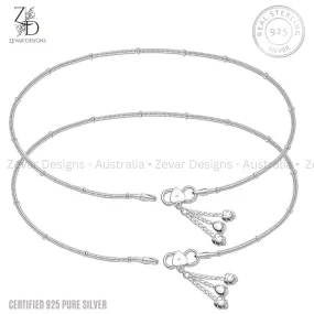 925 Sterling Silver Modern Anklets Pair