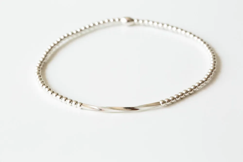 925 twist round line anklet-a