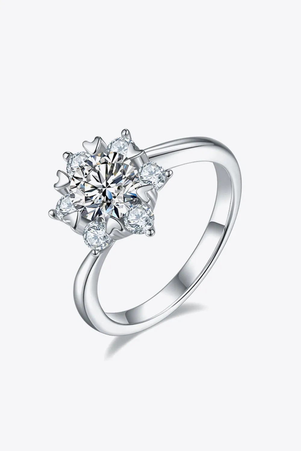 Adored 1 Ct Moissanite 925 Sterling Silver Cluster Ring