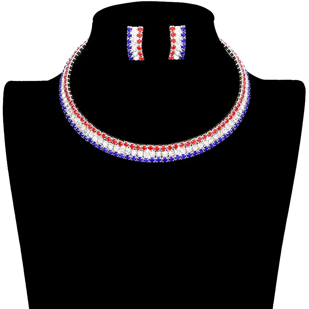 American USA Rhinestone Choker Necklace