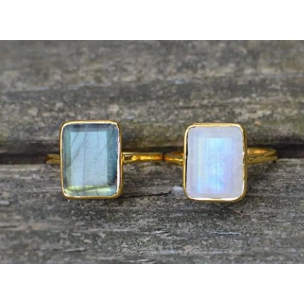 Amia  Labradorite Large Square Stone Ring