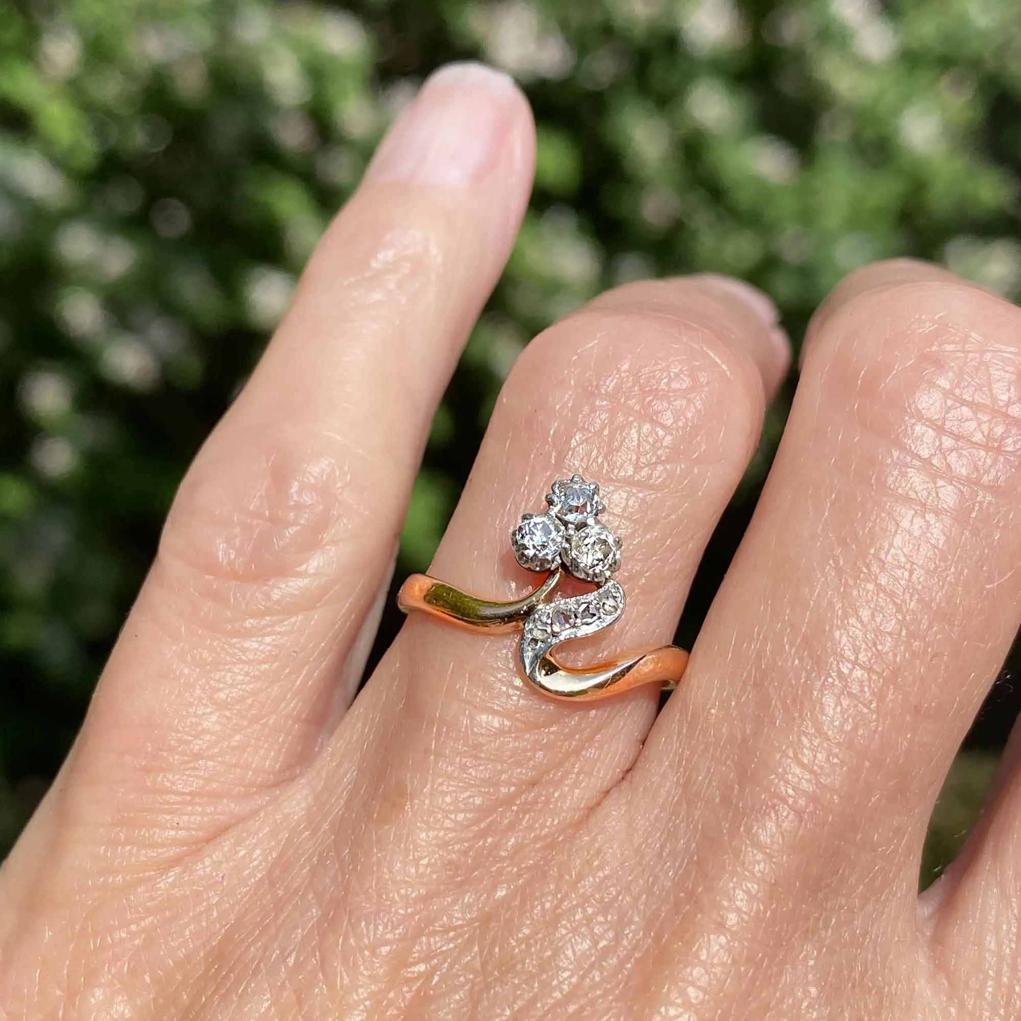 Antique Flower Clover Edwardian Diamond Ring