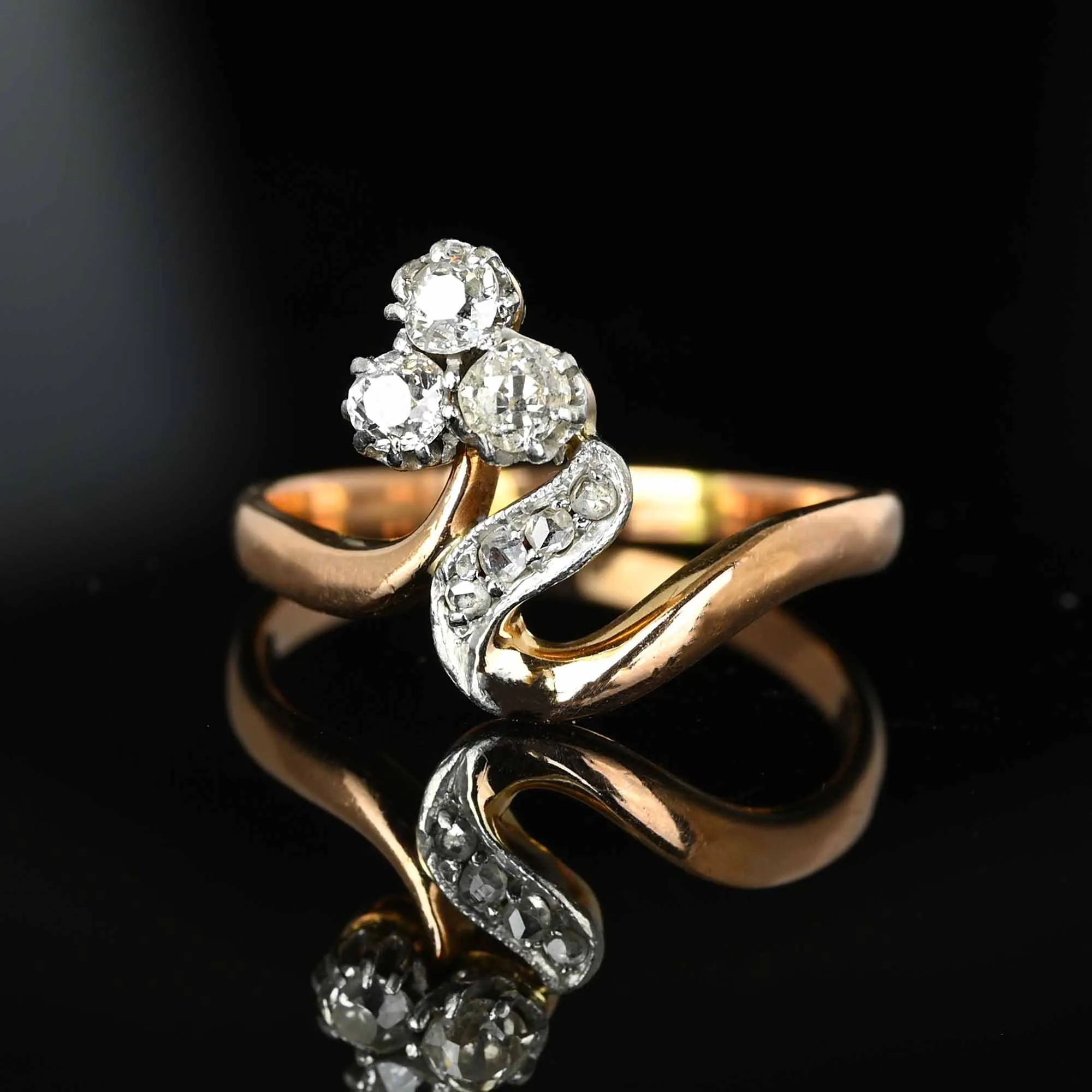 Antique Flower Clover Edwardian Diamond Ring