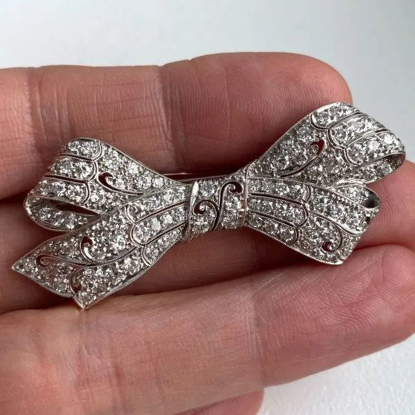 Art Deco Diamond Bow Pin