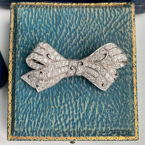 Art Deco Diamond Bow Pin