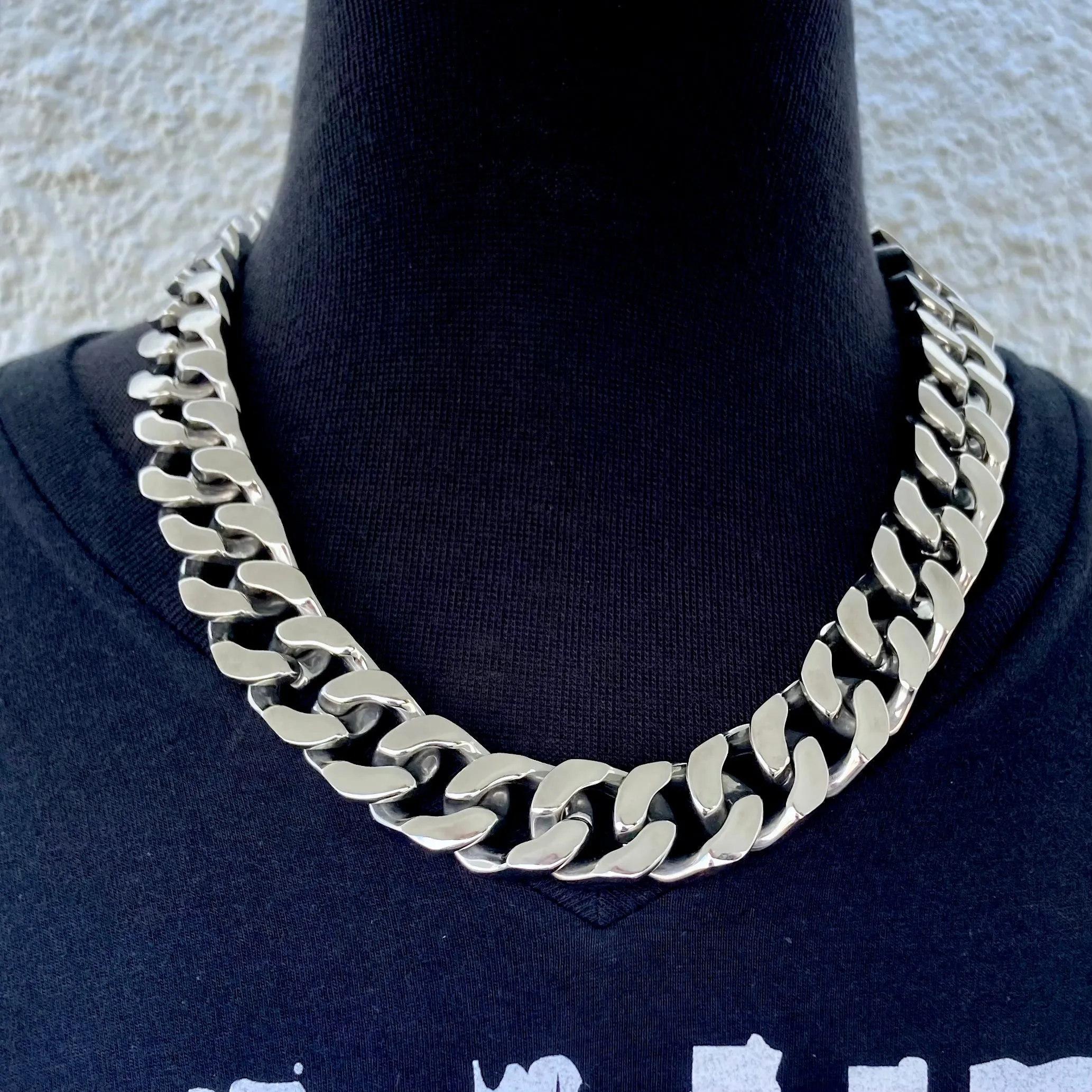 Bagger Necklace - EASY BIKER - Polished Cuban Link - 3/4 Inch wide CEB1