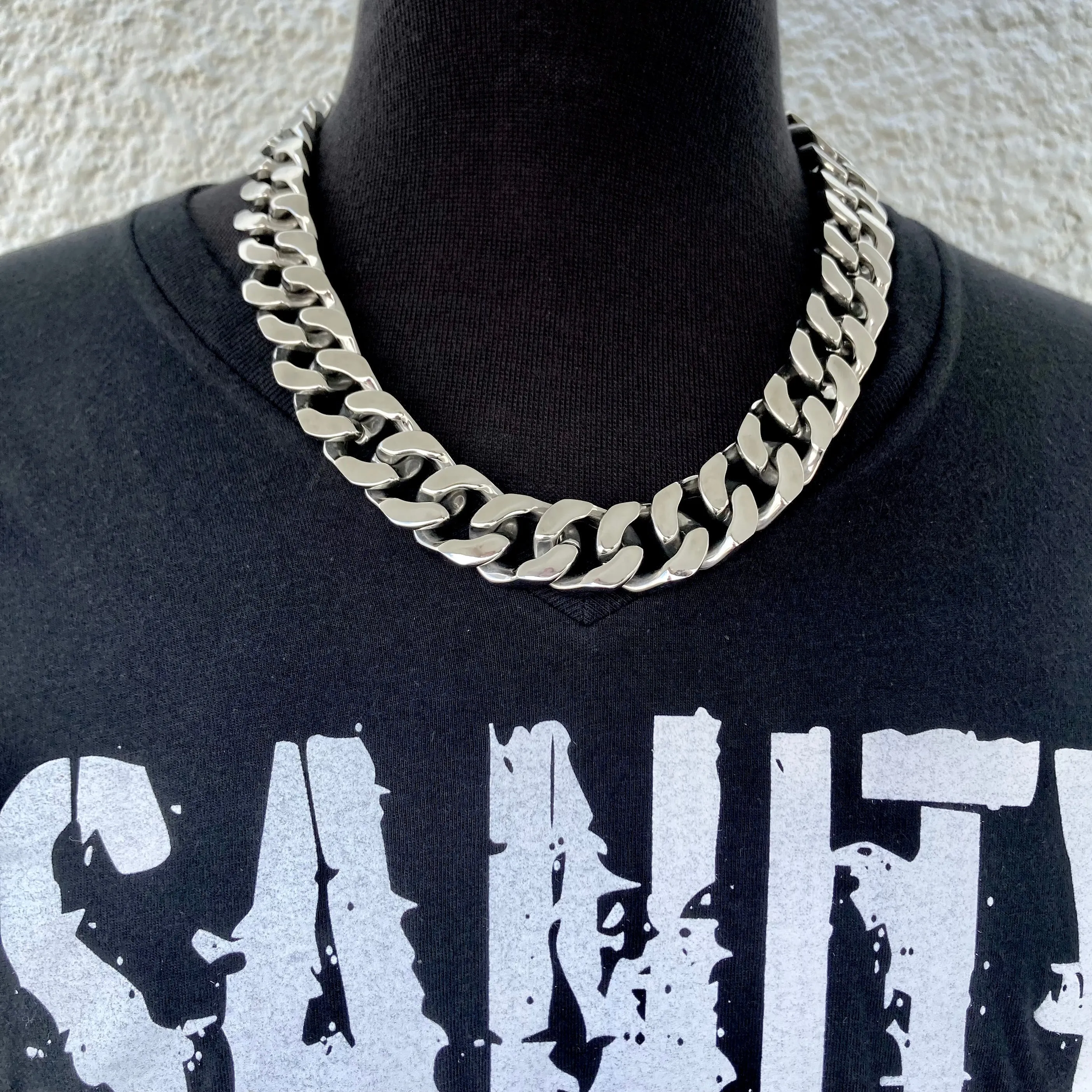 Bagger Necklace - EASY BIKER - Polished Cuban Link - 3/4 Inch wide CEB1