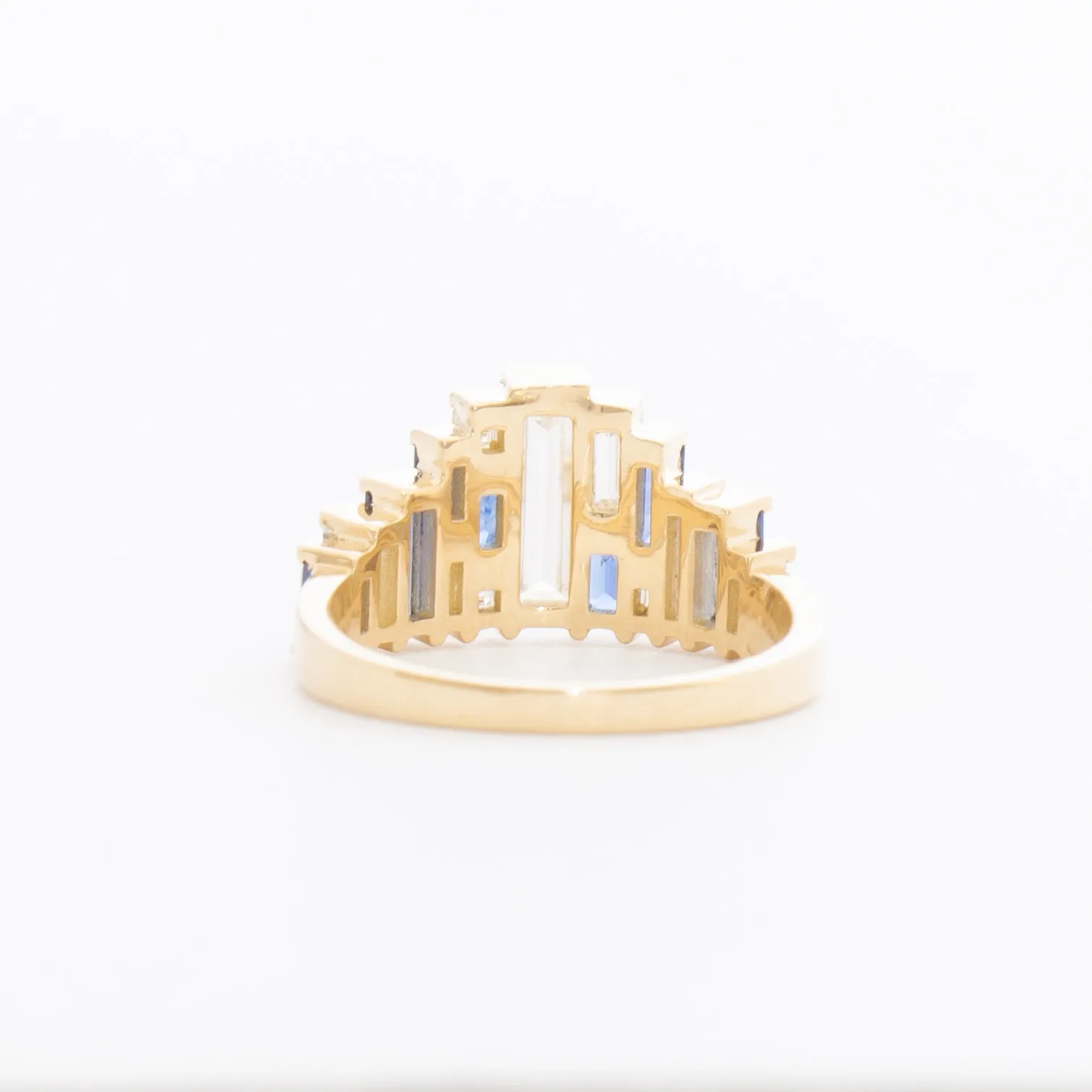 Baguette-Cut Sapphire and Diamond Tiara Ring