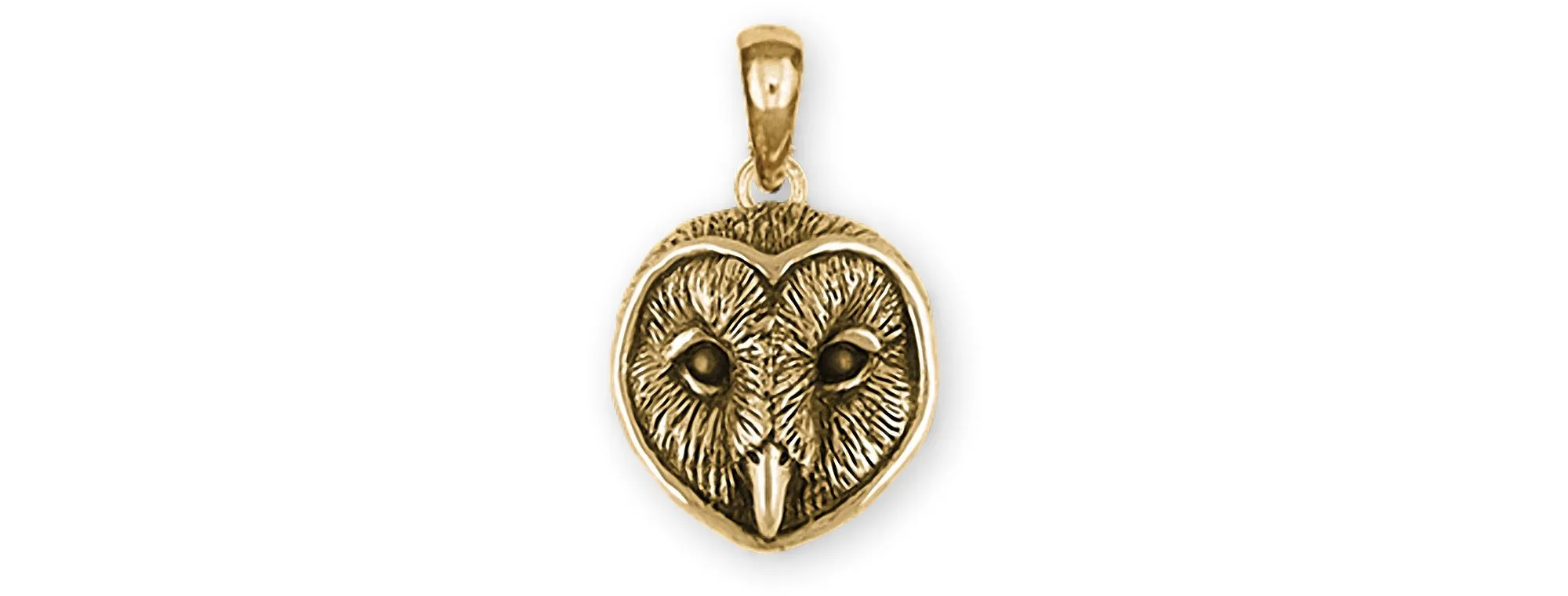 Barn Owl Jewelry 14k Gold Handmade Barn Owl Pendant  OW23X-PG