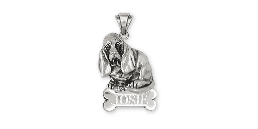 Basset Hound Personalized Pendant Jewelry Sterling Silver Handmade Dog Personalized Pendant BAS5-NP