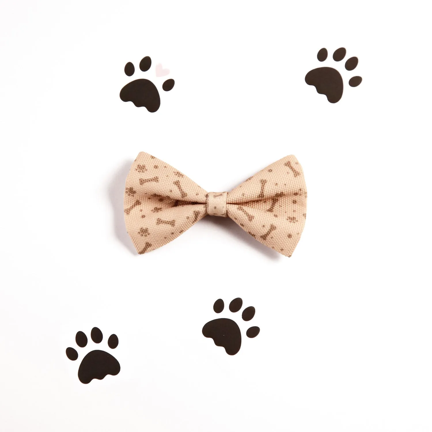 Beige Bones Bow Tie