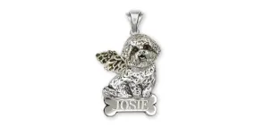 Bichon Frise Angel Pendant Jewelry Sterling Silver Handmade Dog Pendant D07-ANP