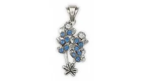 Bluebonnet Pendant Jewelry Sterling Silver Handmade Texas Wildflower Pendant BBD-P