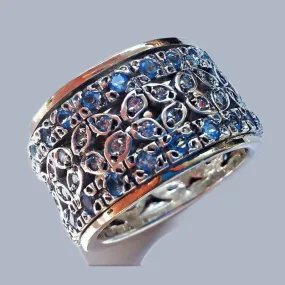 Bluenoemi Spinner Ring, Silver Gold Ring for Woman, Artistic Zircons ring