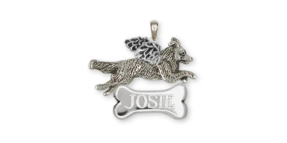 Border Collie Angel Pendant Jewelry Sterling Silver Handmade Dog Pendant BDC4-ANP