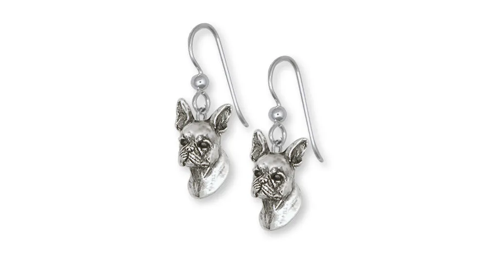 Boston Terrier Earrings Jewelry Sterling Silver Handmade Dog Earrings BT9-E