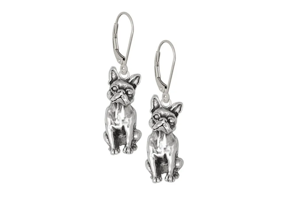 Boston Terrier Earrings Jewelry Sterling Silver Handmade Dog Earrings DO11-E