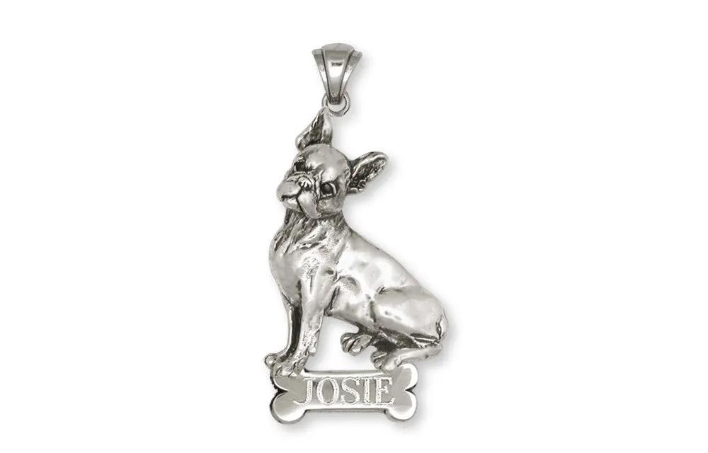 Boston Terrier Pendant Jewelry Sterling Silver Handmade Dog Pendant BT11-NP