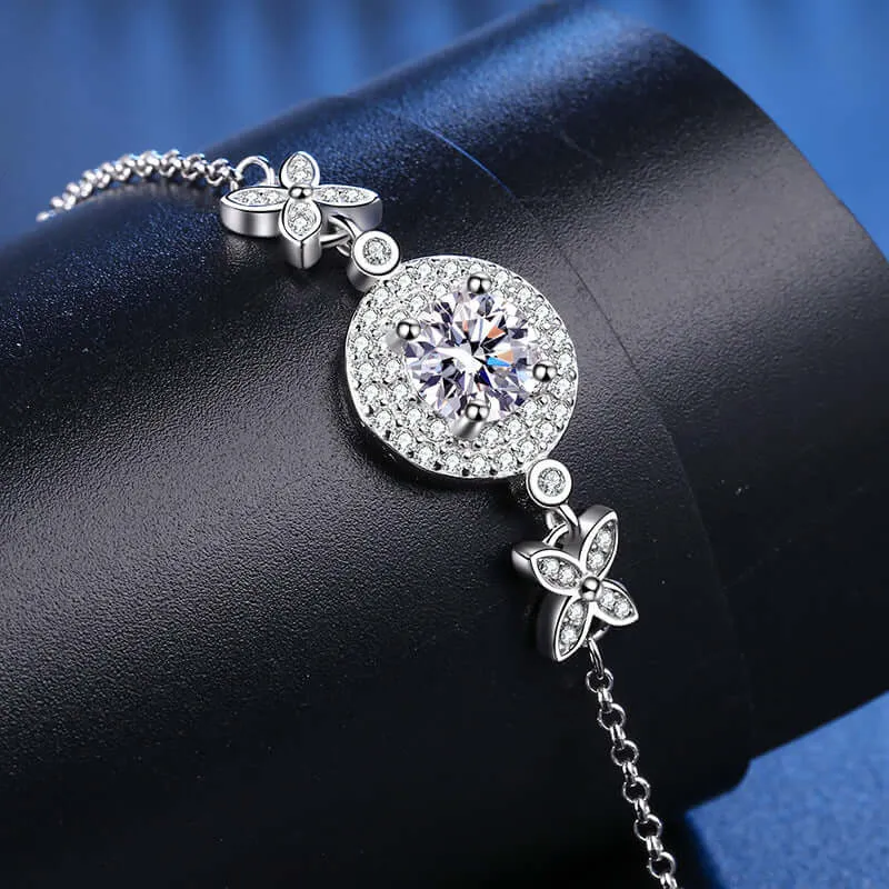 Bow Round Diamond Moissanite Bracelet