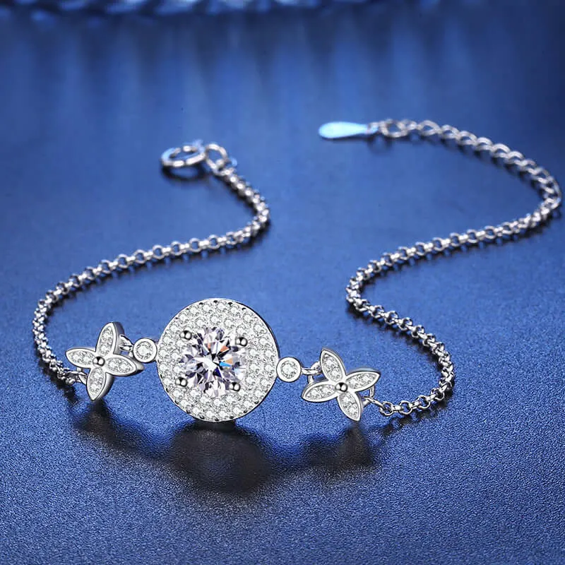 Bow Round Diamond Moissanite Bracelet