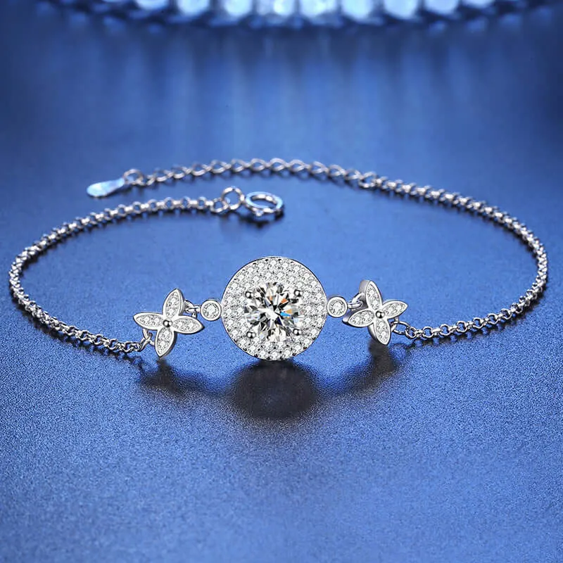 Bow Round Diamond Moissanite Bracelet