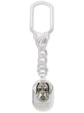 Boxer Key Ring Jewelry Sterling Silver Handmade Dog Key Ring BX9-KRE