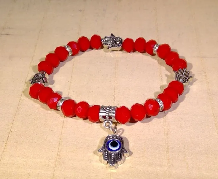 Bracelet - Evil Eye Hamsa Hand - Red