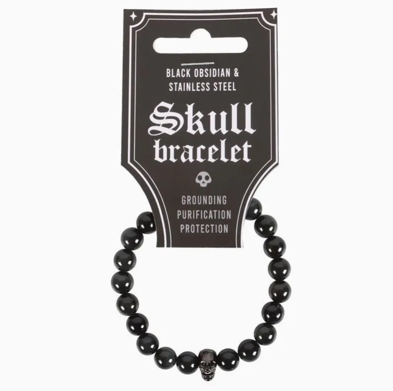 Bracelet - Skull Black Obsidian