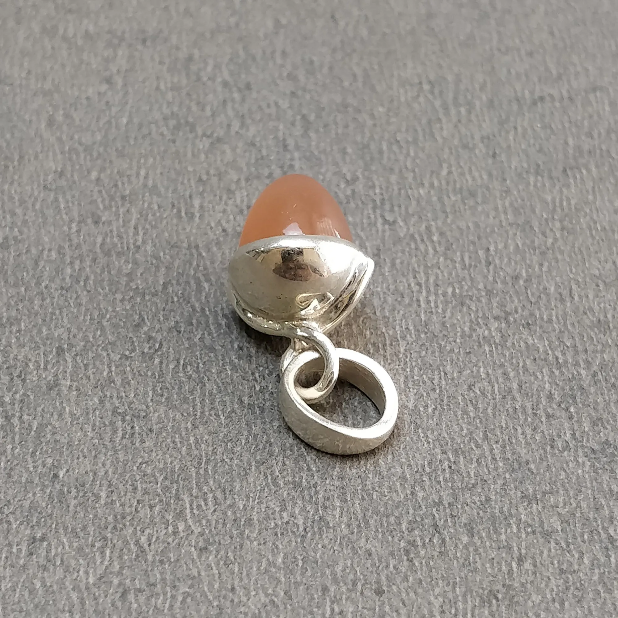 Brown Moonstone 925 Sterling Silver Pendant : 2.15gms(Approx) Fashion Mini Size Bullet Pendant With Normal Loop 0.80" Gift For Her