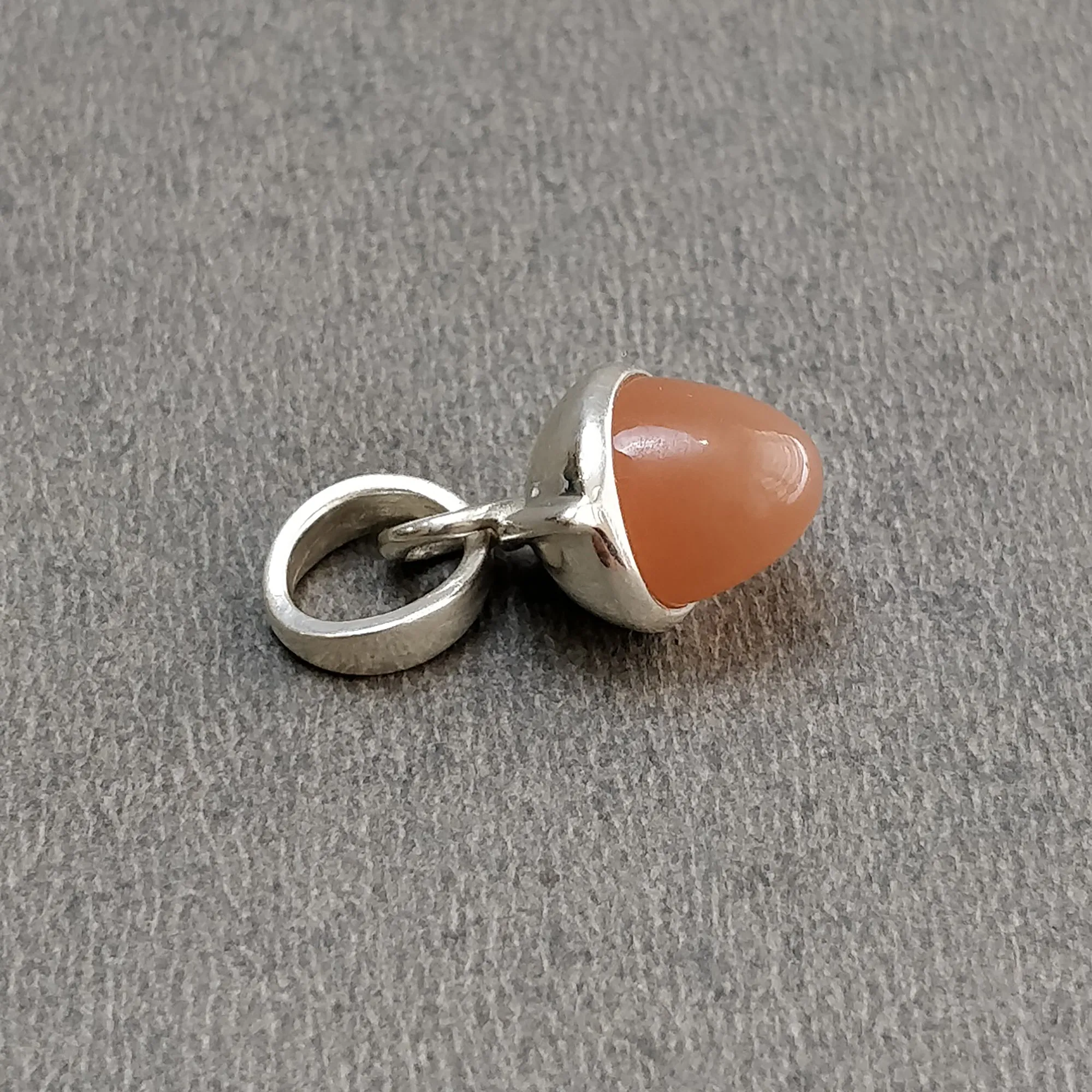 Brown Moonstone 925 Sterling Silver Pendant : 2.15gms(Approx) Fashion Mini Size Bullet Pendant With Normal Loop 0.80" Gift For Her