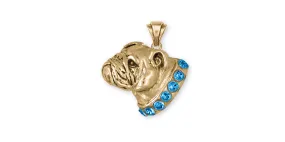 Bulldog Pendant Jewelry Gold Vermeil Handmade Dog Pendant BD10-SPVM