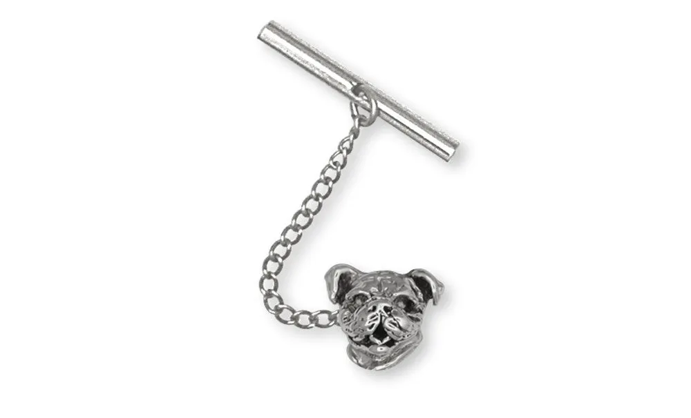 Bulldog Tie Tack Jewelry Sterling Silver Handmade Dog Tie Tack D018H-TT