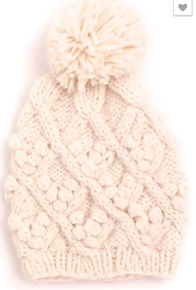 Cable Knit Pom Beanie