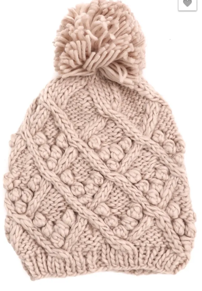 Cable Knit Pom Beanie