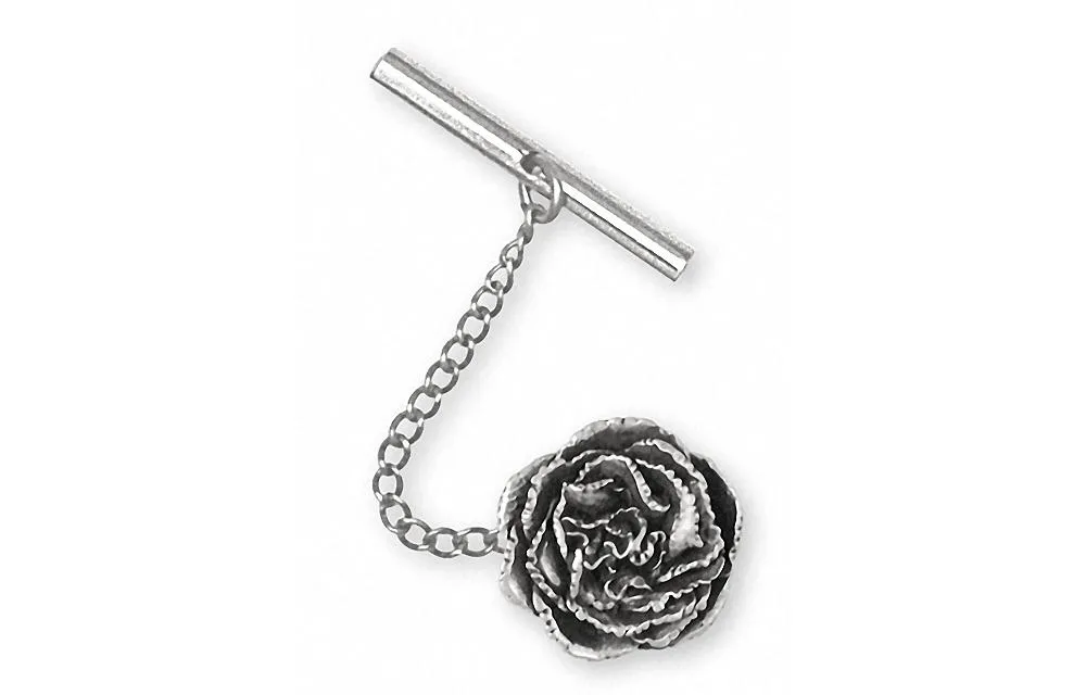 Carnation Tie Tack Jewelry Sterling Silver Handmade Flower Tie Tack CN1-TT