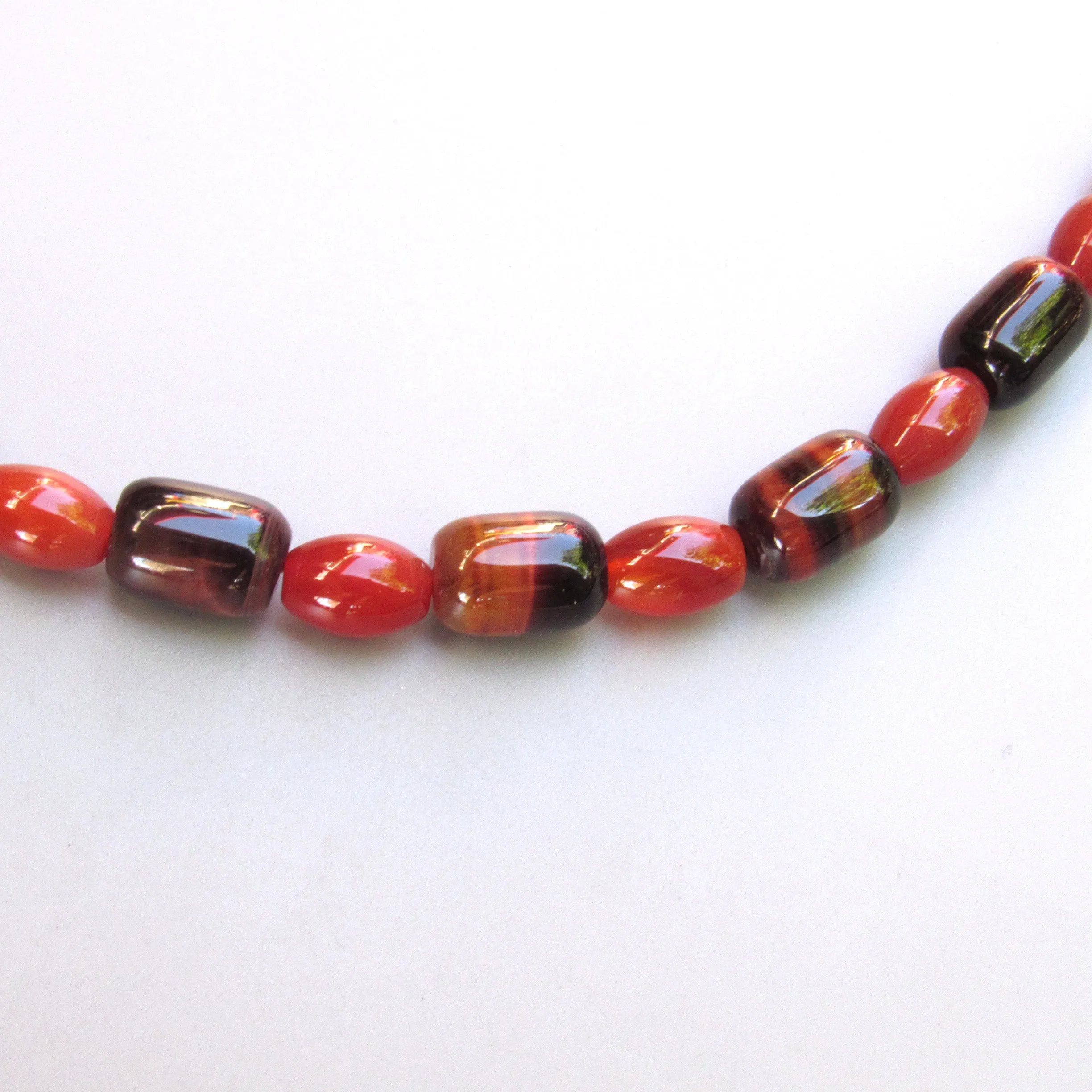 Carnelian and Tiger Eye gemstone beaded necklace