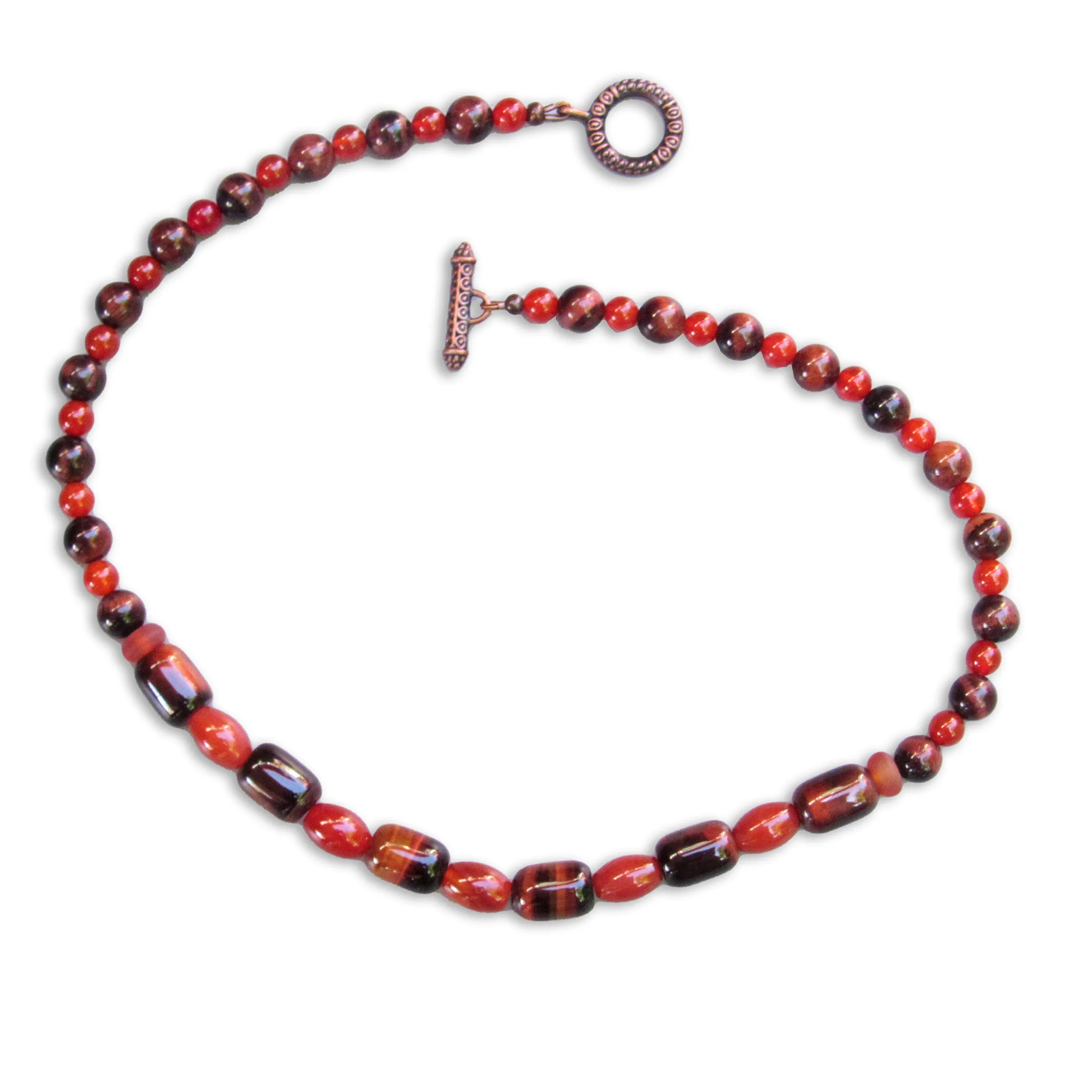 Carnelian and Tiger Eye gemstone beaded necklace