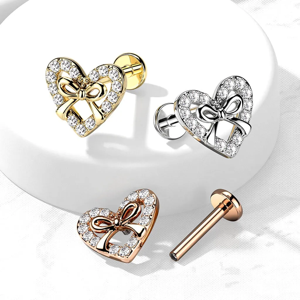 Cartilage - Heart Bow Cubic Zirconia