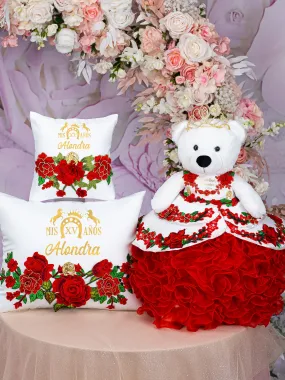 Charro Quinceanera pillows set and teddy bear