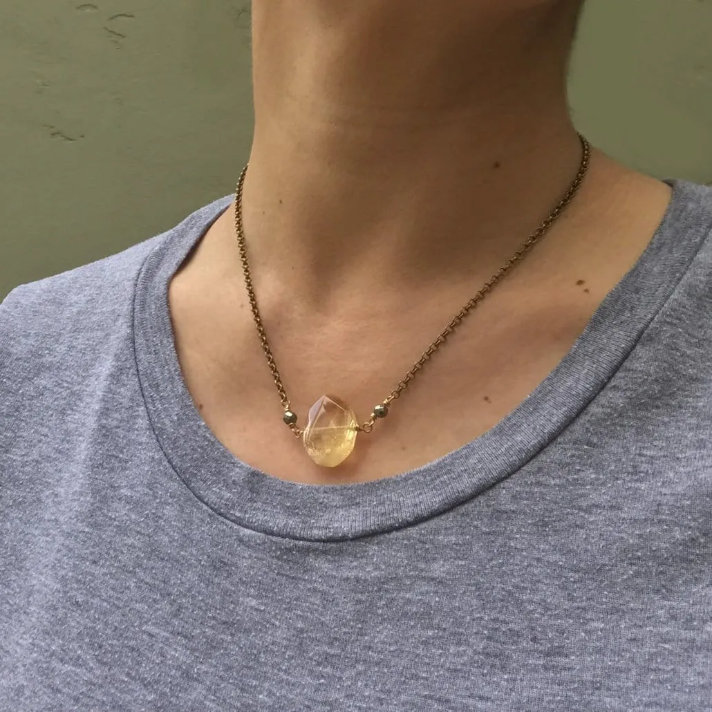 Citrine Pendant Chain Necklace