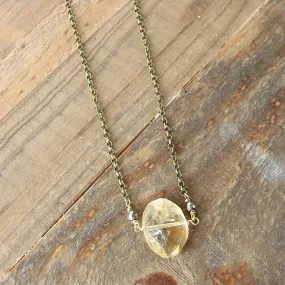 Citrine Pendant Chain Necklace