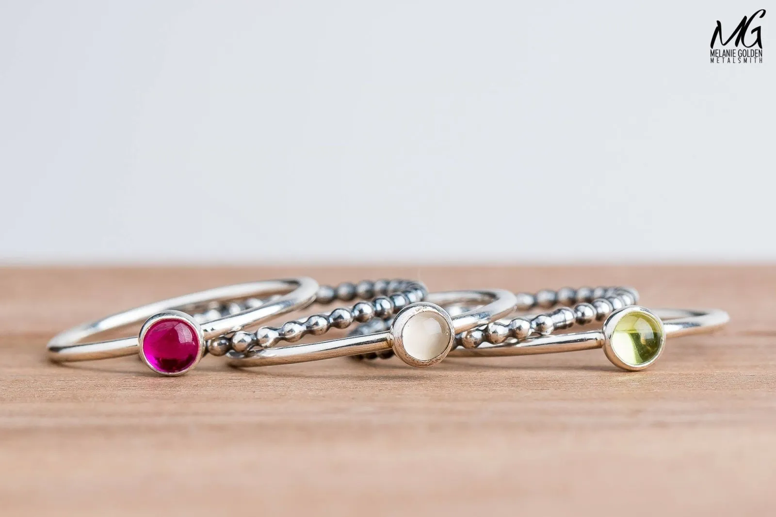 Colorful Stacking Gemstone Rings Set Of 5